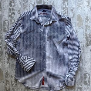 Robert Graham Black & White Striped Button Down - Excellent Condition